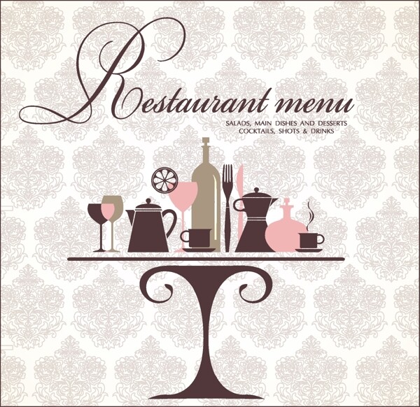 复古餐馆的菜单封面设计的艺术载体04