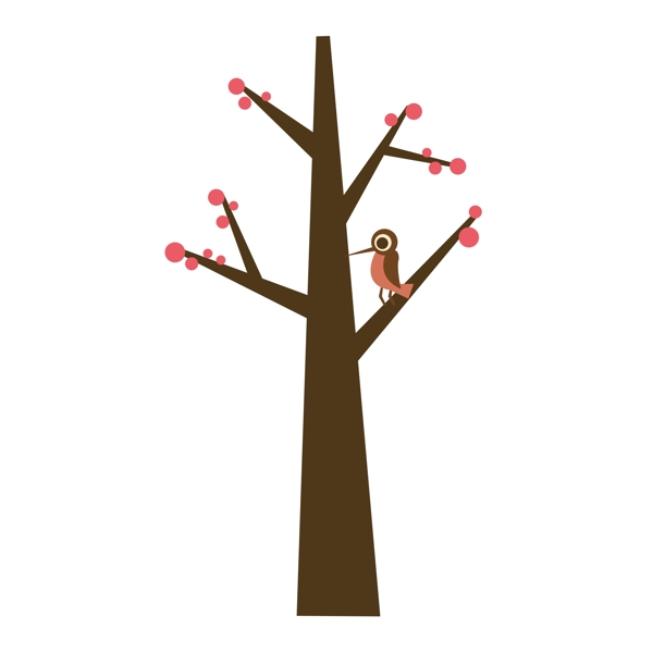树枝上可爱的啄木鸟