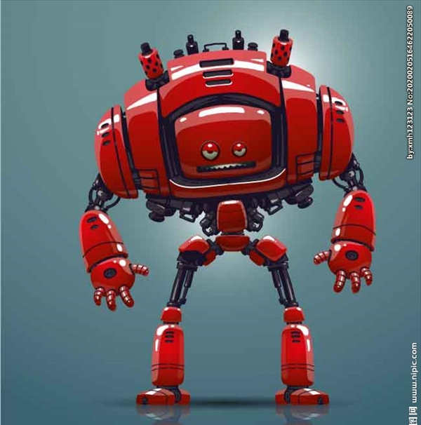 红色机器人素材可爱时尚