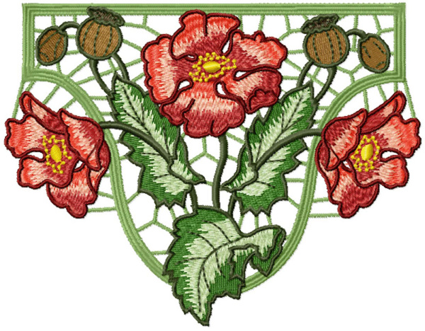 繡花花卉傳統(tǒng)圖案色彩紅色免費(fèi)素材