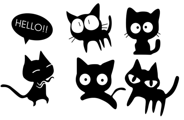 五只小黑猫图片