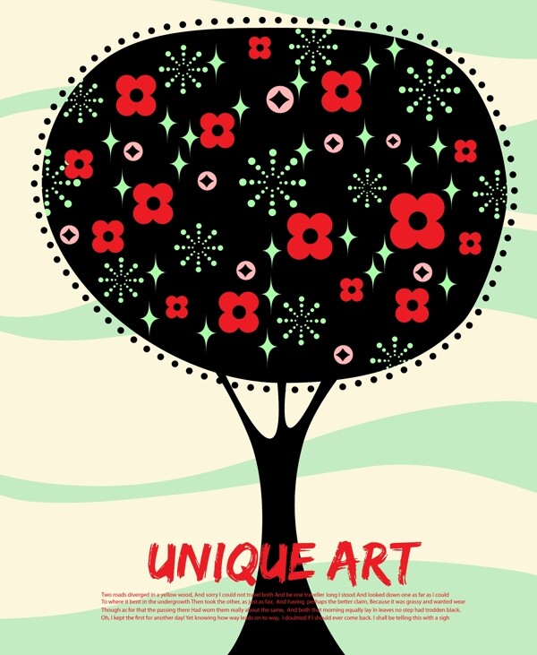 卡通花卉树木图案设计