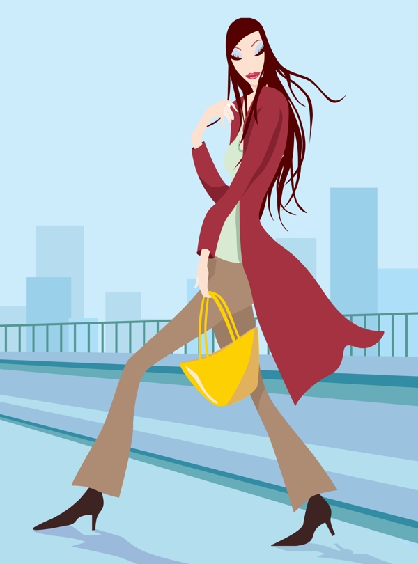 時尚女性分層插畫08圖片