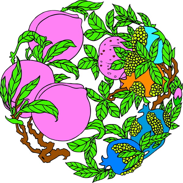 花草吉祥插圖裝飾
