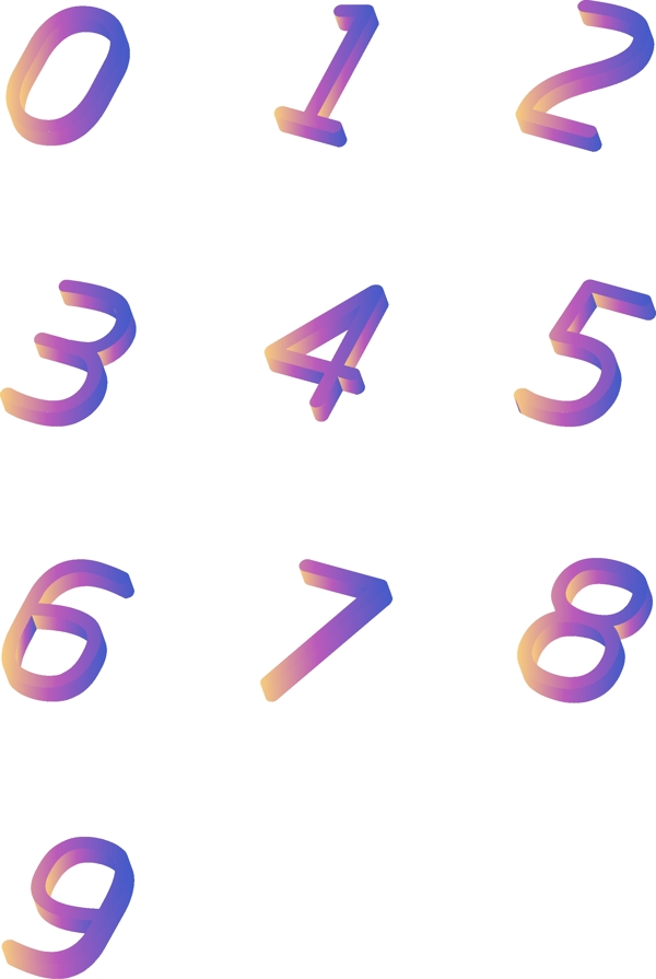 商用矢量2.5D風(fēng)格漸變風(fēng)數(shù)字元素
