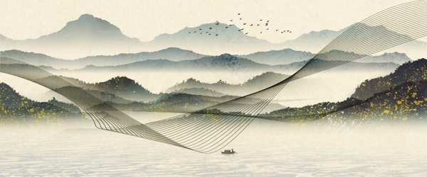 中国风意境水墨山水画装饰画