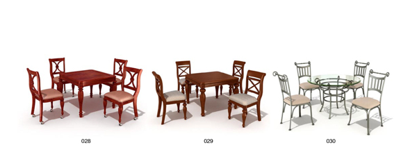 超精细的欧式小桌椅模型带材质贴图