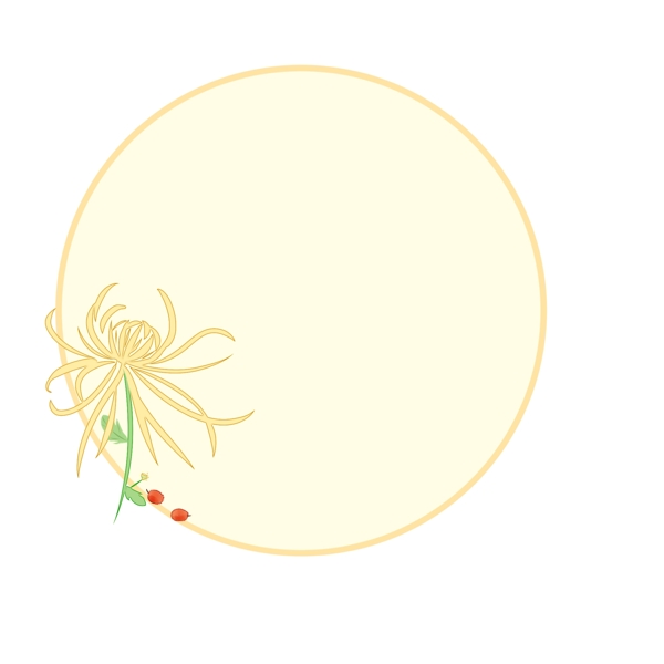 黄色菊花手绘插画边框