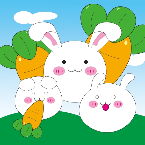 卡通可爱的小白兔和胡萝卜图片