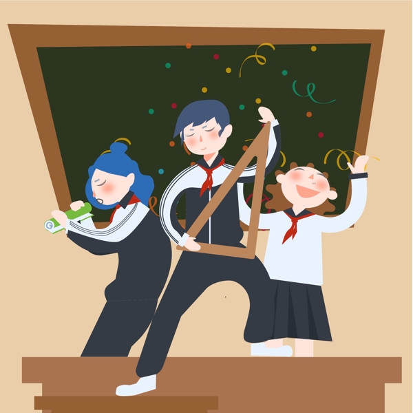 手繪開學(xué)季學(xué)生在教室可商用元素