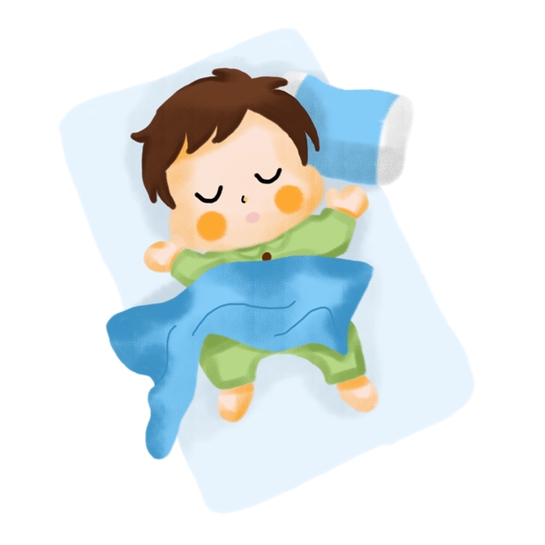 睡着的孩子睡姿卡通手绘素材免费下载