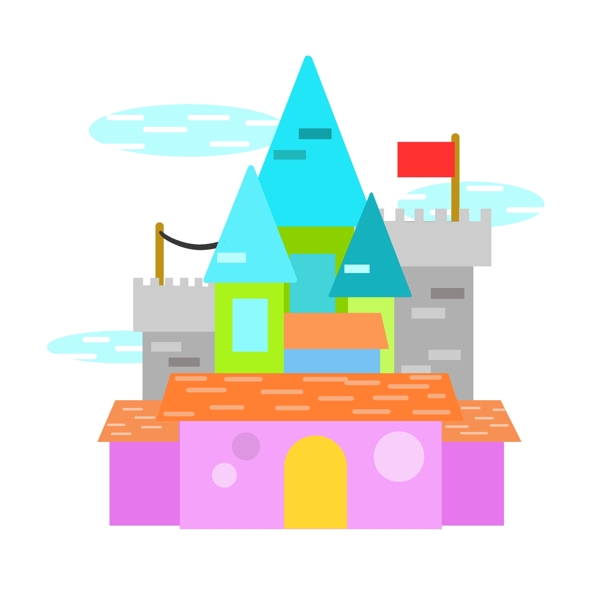 蓝色的建筑城堡插画