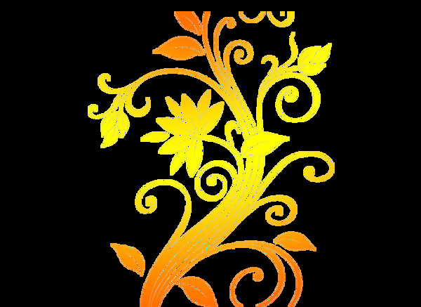 黄色花纹装饰png元素