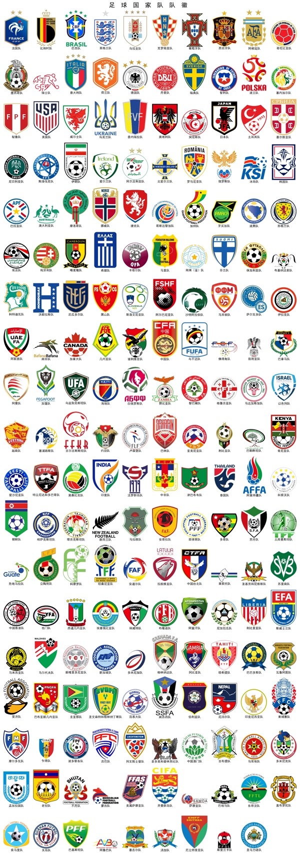 足球国家队队徽PSD分层素材图片