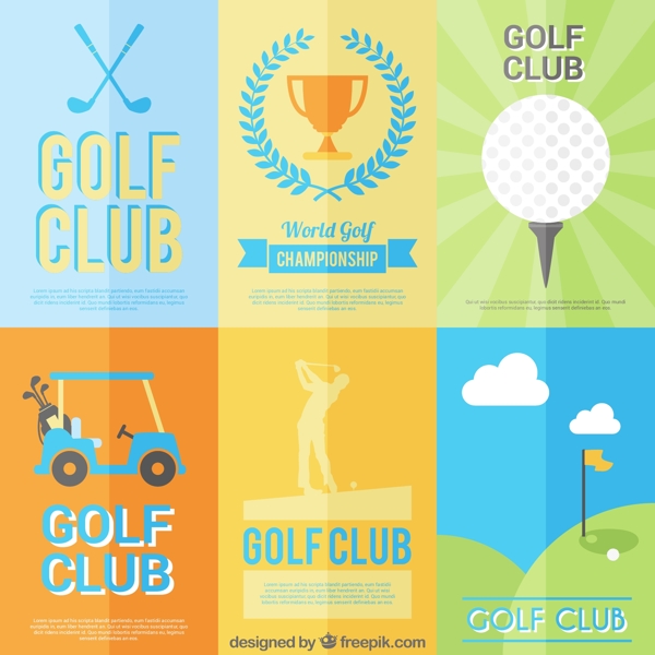 彩色高尔夫海报矢量素材
