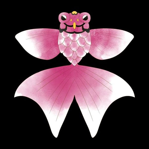 粉色的金鱼风筝插画