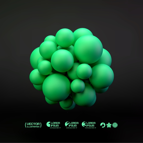 绿色圆球组成的立体图案