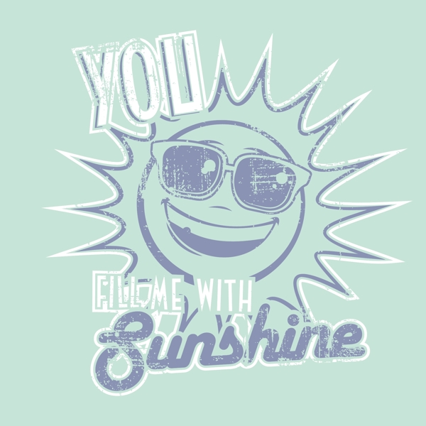 印花矢量图T恤图案图文结合生活元素太阳免费素材