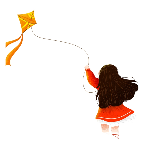 清晰可爱放风筝的女孩子