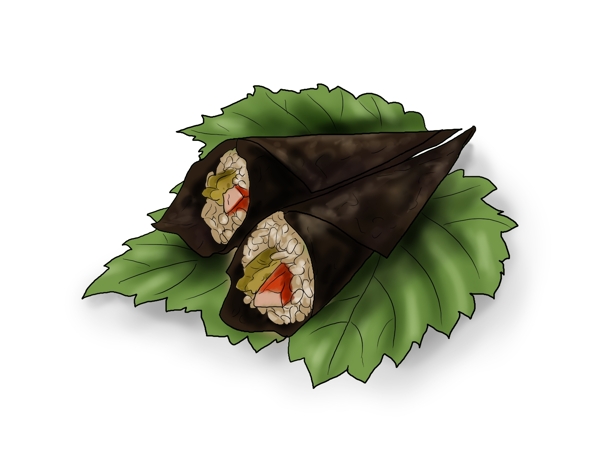 手绘日式海苔寿司卷