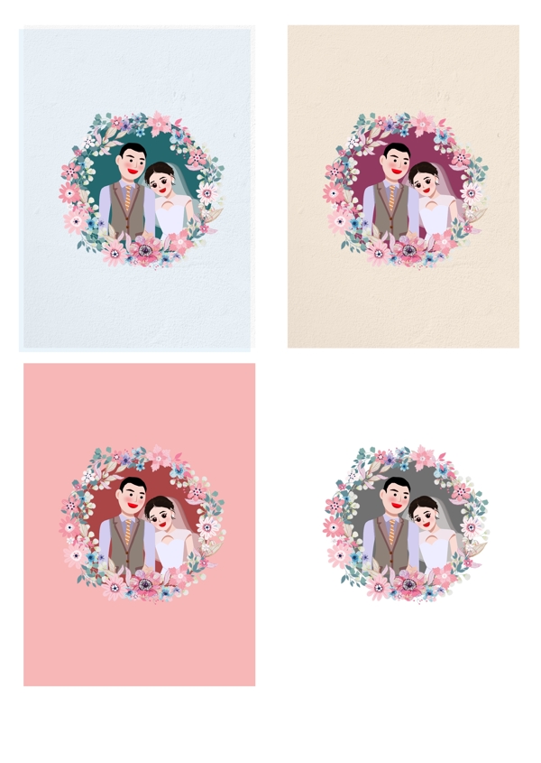 原創(chuàng)婚紗照卡通插畫