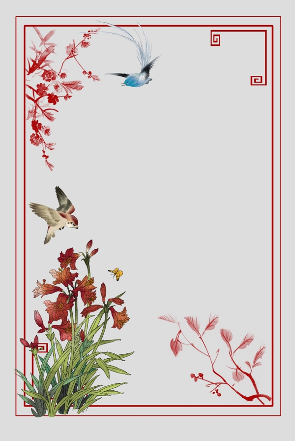簡約工筆畫海報背景圖
