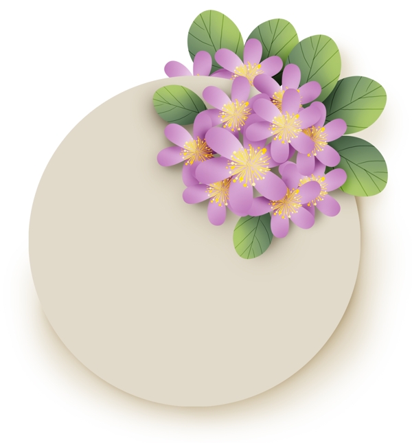 传统植物花卉圆形提示框
