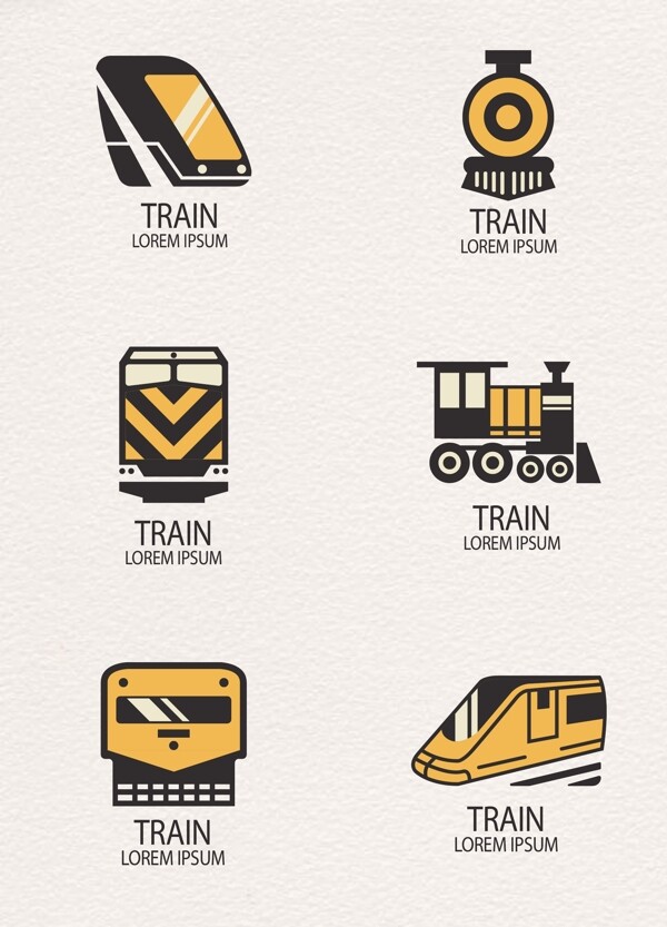 黄色手绘火车小图标元素