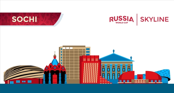 矢量卡通俄罗斯世界杯城市建筑