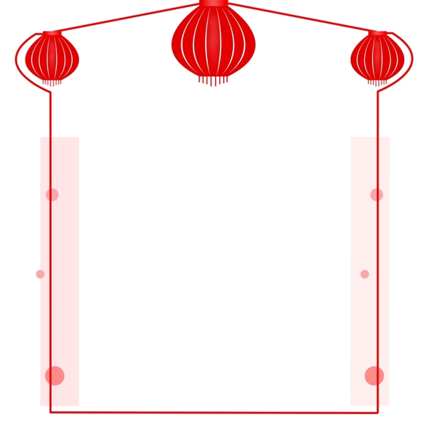 中国风灯笼手绘简约文艺清新边框透明底png图