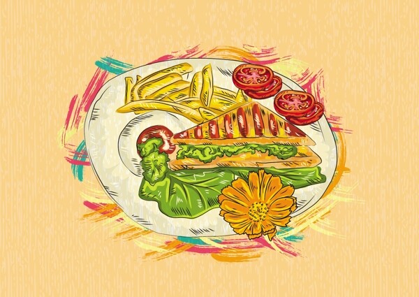 熟食矢量插畫