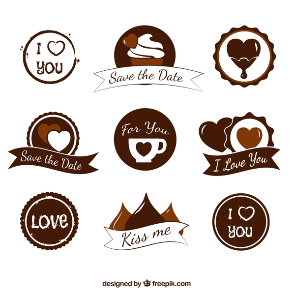 咖啡和巧克力元素婚礼标签
