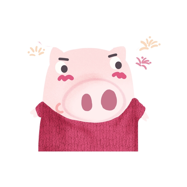 彩绘简约2019猪年小猪形象元素设计