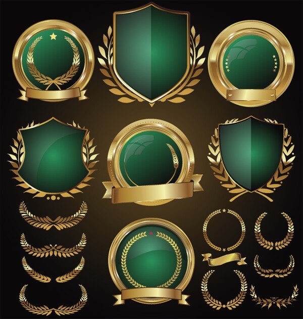 金色立體勛章卡通矢量素材