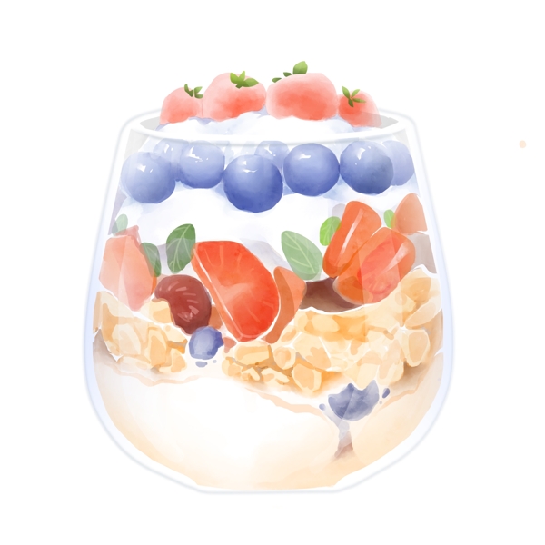 原创手绘水彩水果甜点插画装饰图案