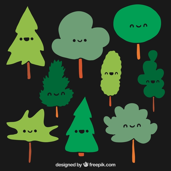 卡通表情树木图片