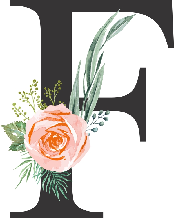 创意婚礼季字母F浪漫花朵