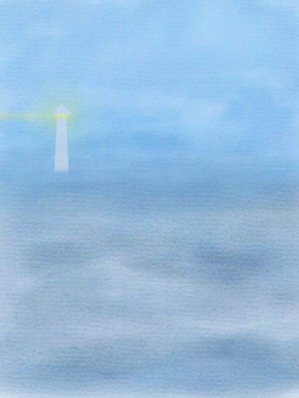 蓝色水彩质感海洋灯塔背景素材