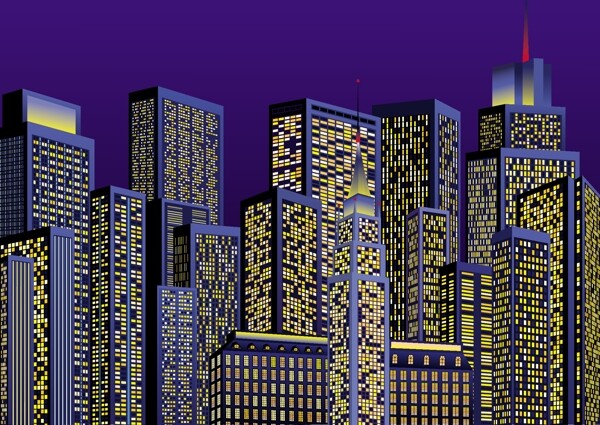 城市夜景矢量素材