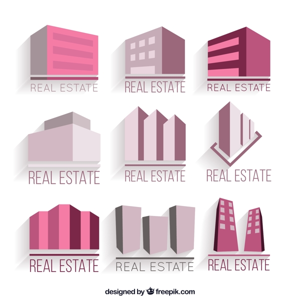 9款紫色建筑房地产标志矢量图