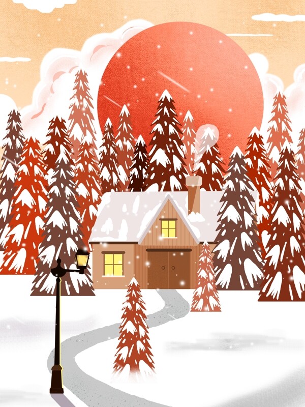 冬季下雪树林背景设计