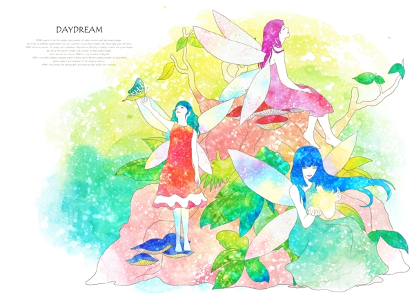 長著翅膀的女孩插畫
