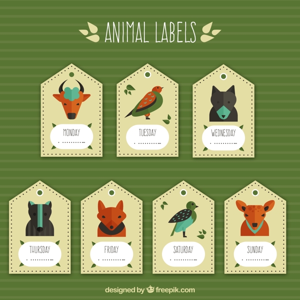 7款创意动物吊牌标签矢量素材