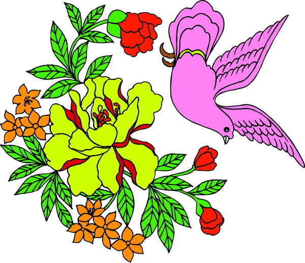 鳥(niǎo)獸吉祥插圖裝飾