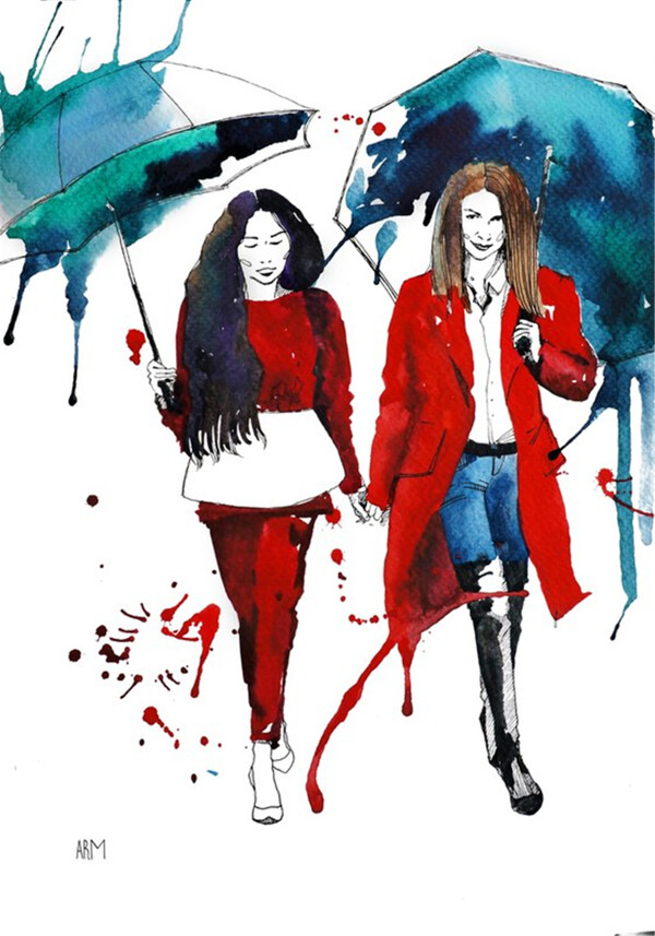2款紅色女裝設(shè)計(jì)圖