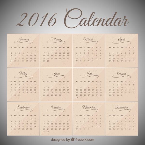 2016日历模板图片