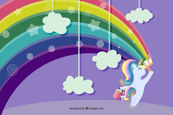 粉刷彩虹的独角兽图片