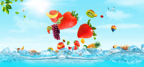红色草莓水果banner背景素材