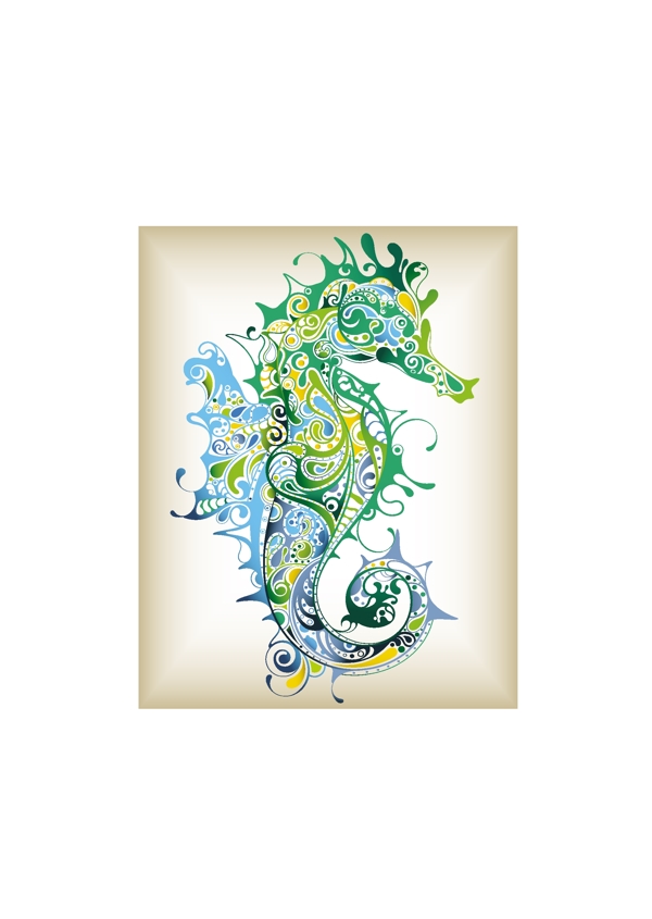 海马潮流图案矢量素材