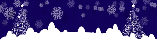 蓝色卡通手绘唯美圣诞节banner背景